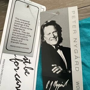 Peter Nygard Womens Size 22 Linen  Turquoise Blue Long Sleeve Button Up Top NWT